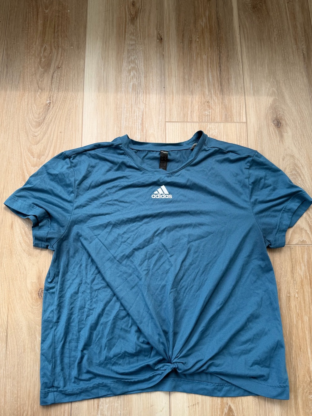 Adidas Blue Crew Neck Crop Top Tee